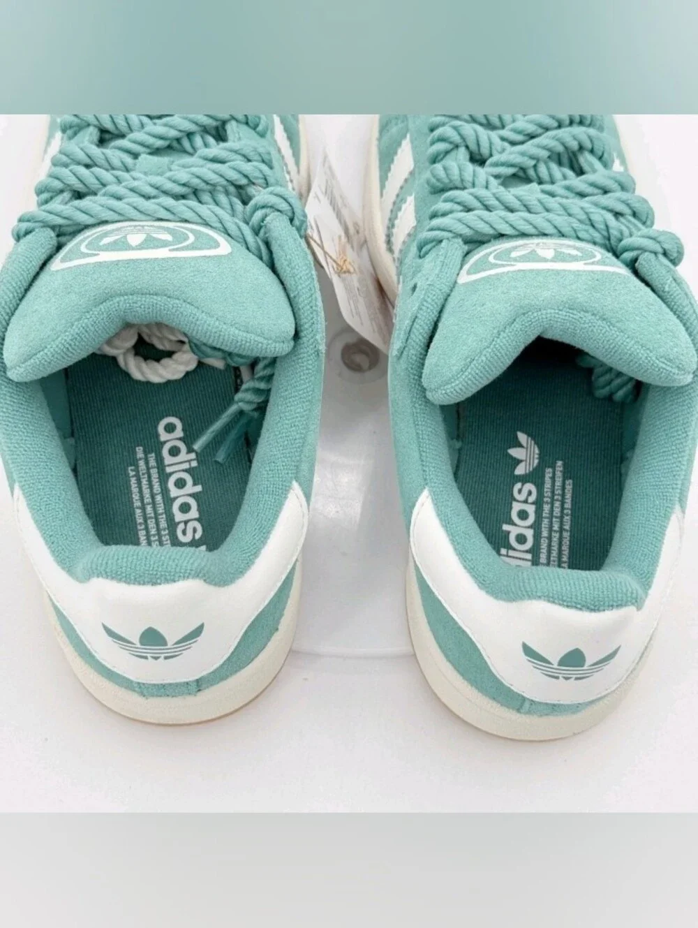 adidas Campus Suede Sneakers in Mint Teal & White